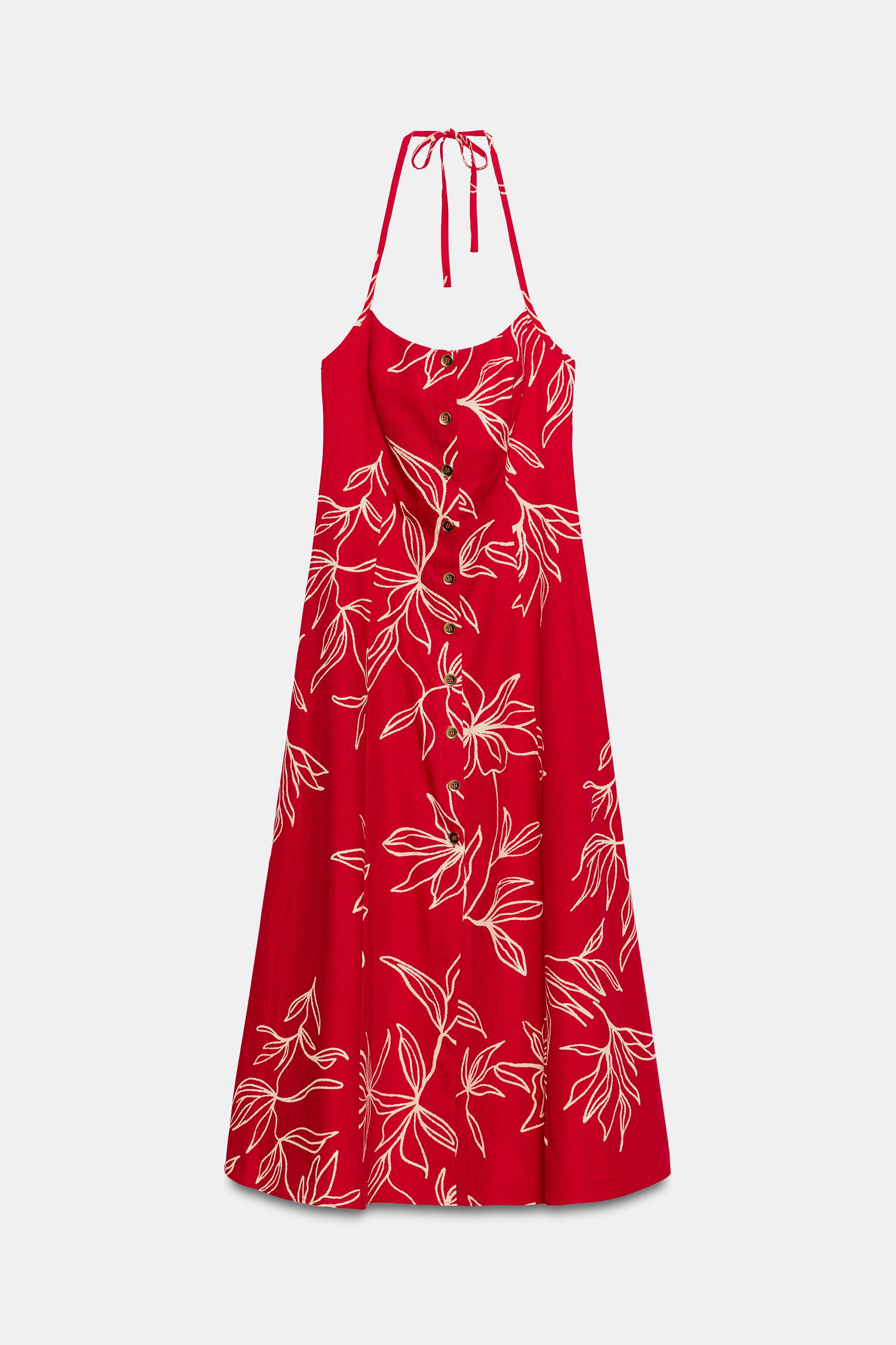 PRINTED POPLIN MIDI DRESS